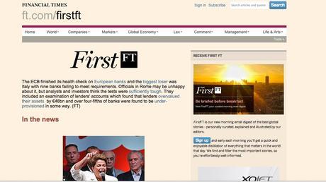 Another curated tempo product: Financial Times’ FirstFT