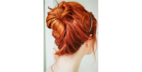 Twisted Red Hair Updo with Headband