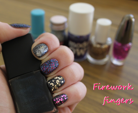 Firework nail polish varnish opia eyeko models own disco mix avon gold purple silver blue bonfire night