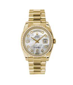 New Rolex Men's New Style Day-Date Watch - Yellow Gold President Mother of Pearl Diamond Dial - Diamond Bezel - Presidential Bracelet