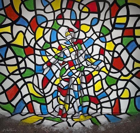 Ben Heine live Flesh and Acrylic performance with Model Sandra Rassios at Brussels Science Museum for the Museum Night Fever 2014