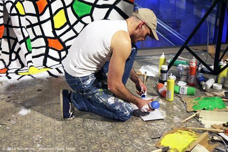 Ben Heine Flesh and Acrylic performance at Brussels Science Museum for the Museum Night Fever 2014 