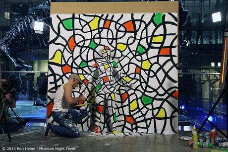 Ben Heine with Model Sandra Rassios Flesh and Acrylic project at Brussels Science Museum for the Museum Night Fever 2014