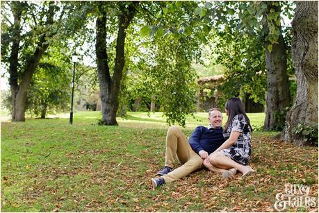 Engagement Shoot in Valley Gardens in Autumn | A couple have fun in the autumn leaves | Copyright Tux & Tales Photography