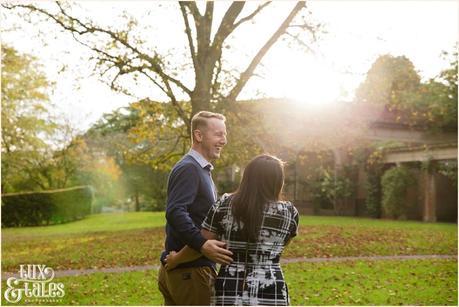 Engagement Shoot in Valley Gardens in Autumn | A couple have fun in the autumn leaves | Copyright Tux & Tales Photography