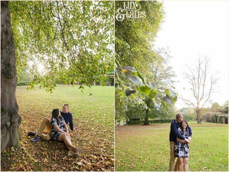 Engagement Shoot in Valley Gardens in Autumn | A couple have fun in the autumn leaves | Copyright Tux & Tales Photography