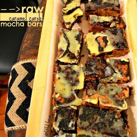 Raw Caramel Carob Mocha Bars via Fitful Focus