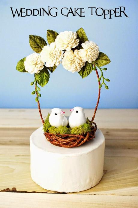 Wedding cake topper with birds