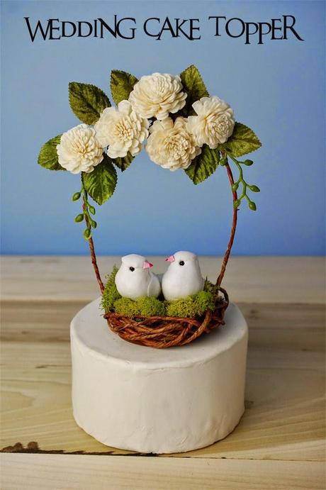 Wedding cake topper with birds