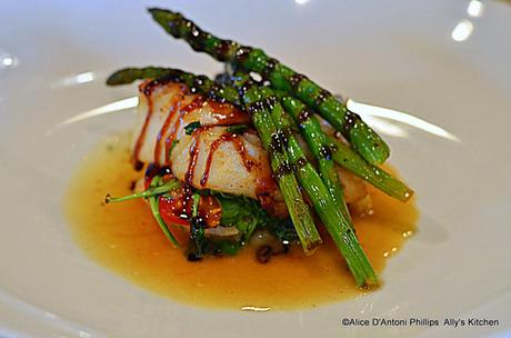 ‘Pan Seared Stacked Arugula & Campari Tomato Cod' Drizzled with Fig Balsamic Glaze 