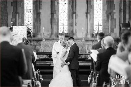 Leeds church wedding photography first kiss
