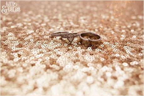 The Priory Cottages Wedding Photography Leeds - Pink Peach Fuschia & gold Details - wedding rings on gold backdrop