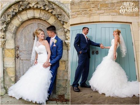 The Priory Cottages Wedding Photography Leeds - Bride & Groom Portraits - Turquoise door
