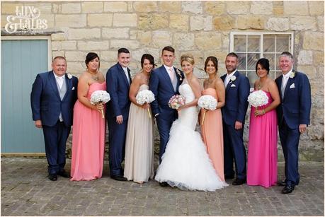 The Priory Cottages Wedding Photography Leeds - Bride & Groom with bridal party