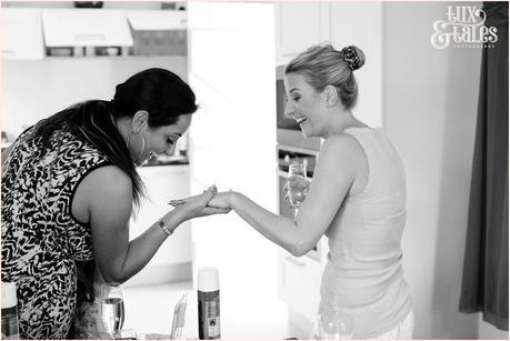 The Priory Cottages Wedding Photography Bride preparation bride shows nails