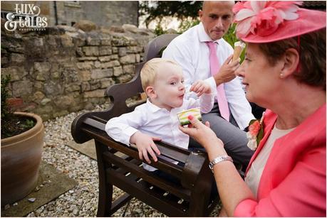 The Priory Cottages Wedding Photography Leeds - Ice Cream Van - little boy eats ice cream