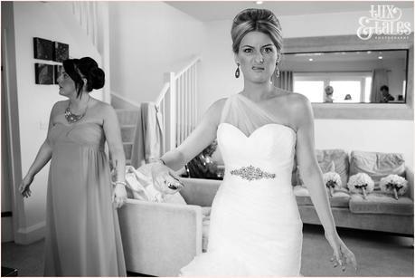 The Priory Cottages Wedding Photography Bride preparation making funny face