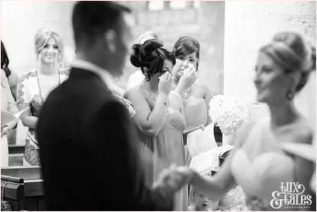 Leeds church wedding photography crying bridesmaids