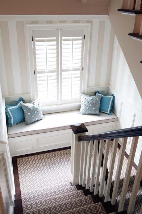 Add a window seat to the landing of your staircase. | 33 Insanely Clever Upgrades To Make To Your Home