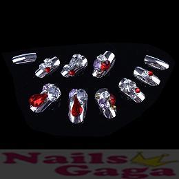 SAB nails - Acrylic Style Artificial False Nails Rhinestone 