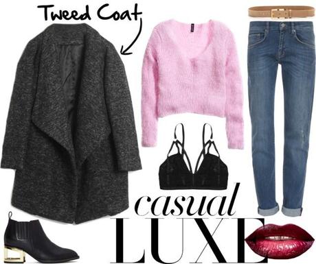 Oversized Lapels Tweed Coat