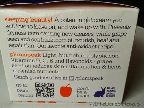 Plum Grape Seed & Sea Buckthorn Nurturance Night cream Review