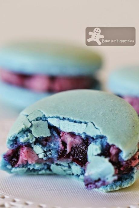Blueberry French Macarons with Italian Meringue Buttercream