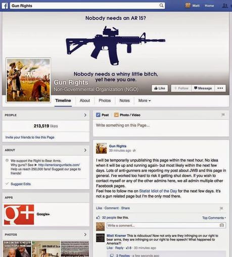 Gun rights page taken down