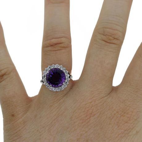 Amethyst Cocktail RIng with Diamonds