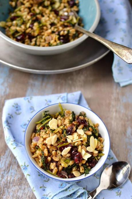 Warm Farro Pilaf with Dried Cranberries & Kale