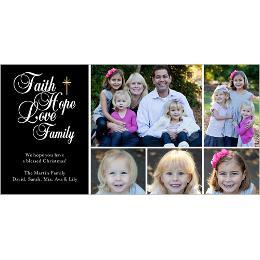 Shutterfly - Faith Love Family Religious Christmas Black 4x8 Photo Card