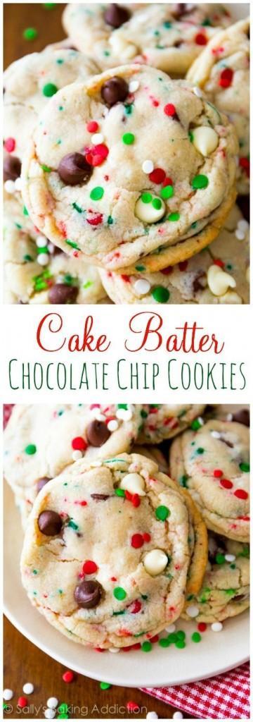 Cake batter Chocolate Chip Christmas Cookies