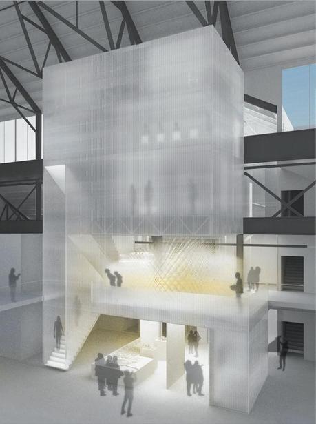 Translucent polycarbonate structure in the Brooklyn Navy Yard