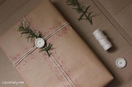 DIY homemade vintage christmas gift wrapping techniques_-13
