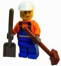 Construction worker with broom