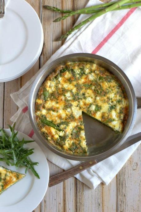 Asparagus & Goat Cheese Frittata.  Simple to make & delicious hot or cold. | thecookspyjamas.com