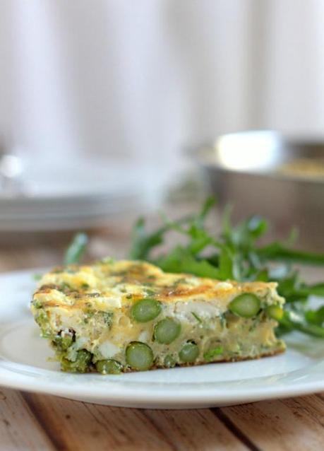 Asparagus & Goat Cheese Frittata.  Simple to make & delicious hot or cold. | thecookspyjamas.com