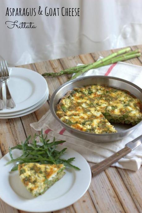 Asparagus & Goat Cheese Frittata.  Simple to make & delicious hot or cold. | thecookspyjamas.com 