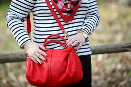 wardrobe oxygen what i wore fossil red leather bag