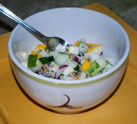 Chopped Salad with Colorful Squashes in a Honey Garlic Vinaigrette