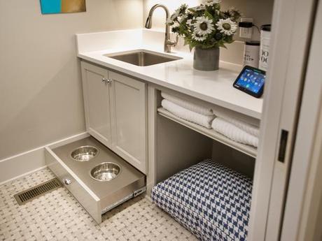 - Laundry Room Pictures From HGTV Smart Home 2014 on HGTV. Pet bed area perfect for my kitty litter box.