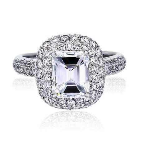 Rounded micropave Halo Emerald cut