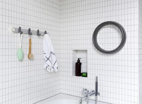Sabi Space towel bar and grab ring, two universal design accessories for the bathroom by MAP Barber Osgerby