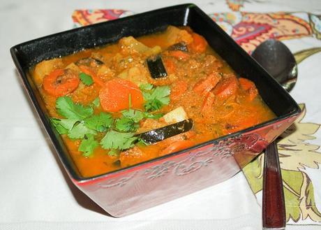 Vegetable Curry Soup with Zucchini and Sweet Potatoes