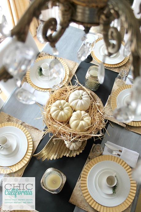 Thanksgiving Gold and Natural Table Setting