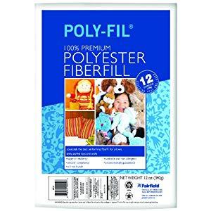 Fairfield Poly-Fil Premium Polyester Fiber, White, 1 Bag, 12-Ounce - Washable and Non-Allergenic