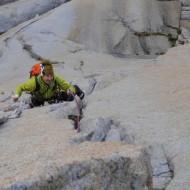 East Face of Charlatan, climbing Fancy Free (5.10)