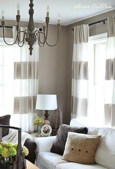 Stripped Living Room Curtains