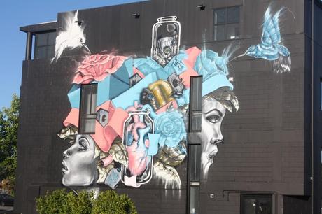 Colourful Christchurch mural on building wall
