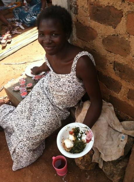 Angela Dempsey Aggie's Arts Uganda. woman eating